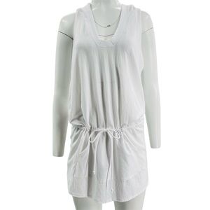 Jordan Taylor Sheer White Hooded Coverup Pullover Size L